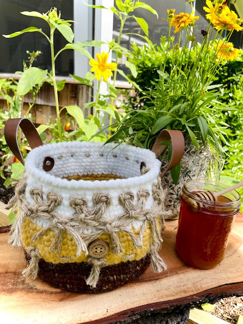 Peanut Butter & Pine Cone Crochet Basket