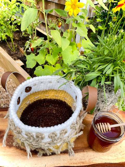 Peanut Butter & Pine Cone Crochet Basket