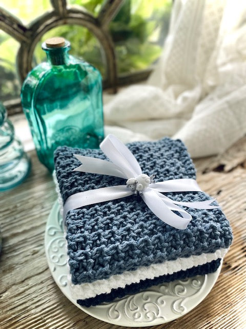 Nautical Blue Crochet Dishcloths