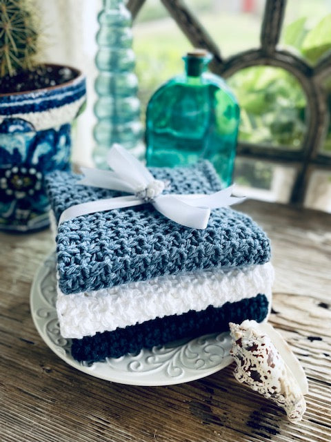 Nautical Blue Crochet Dishcloths