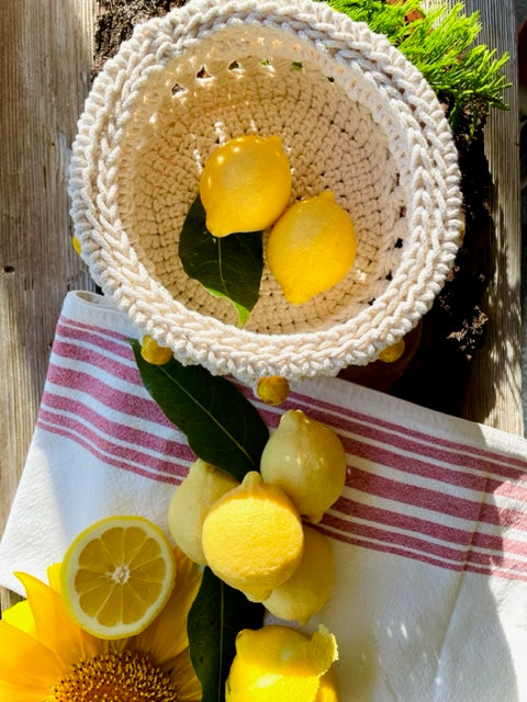 Crochet Lemon Market Basket