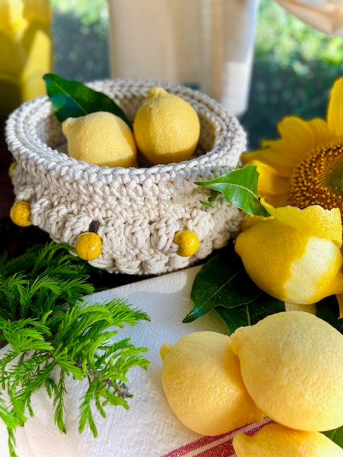 Crochet Lemon Market Basket