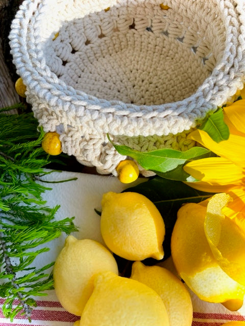 Crochet Lemon Market Basket