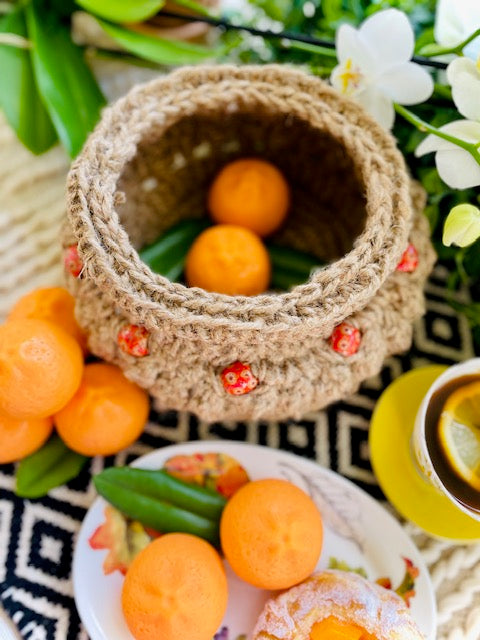 Crochet Tangerine Market Basket