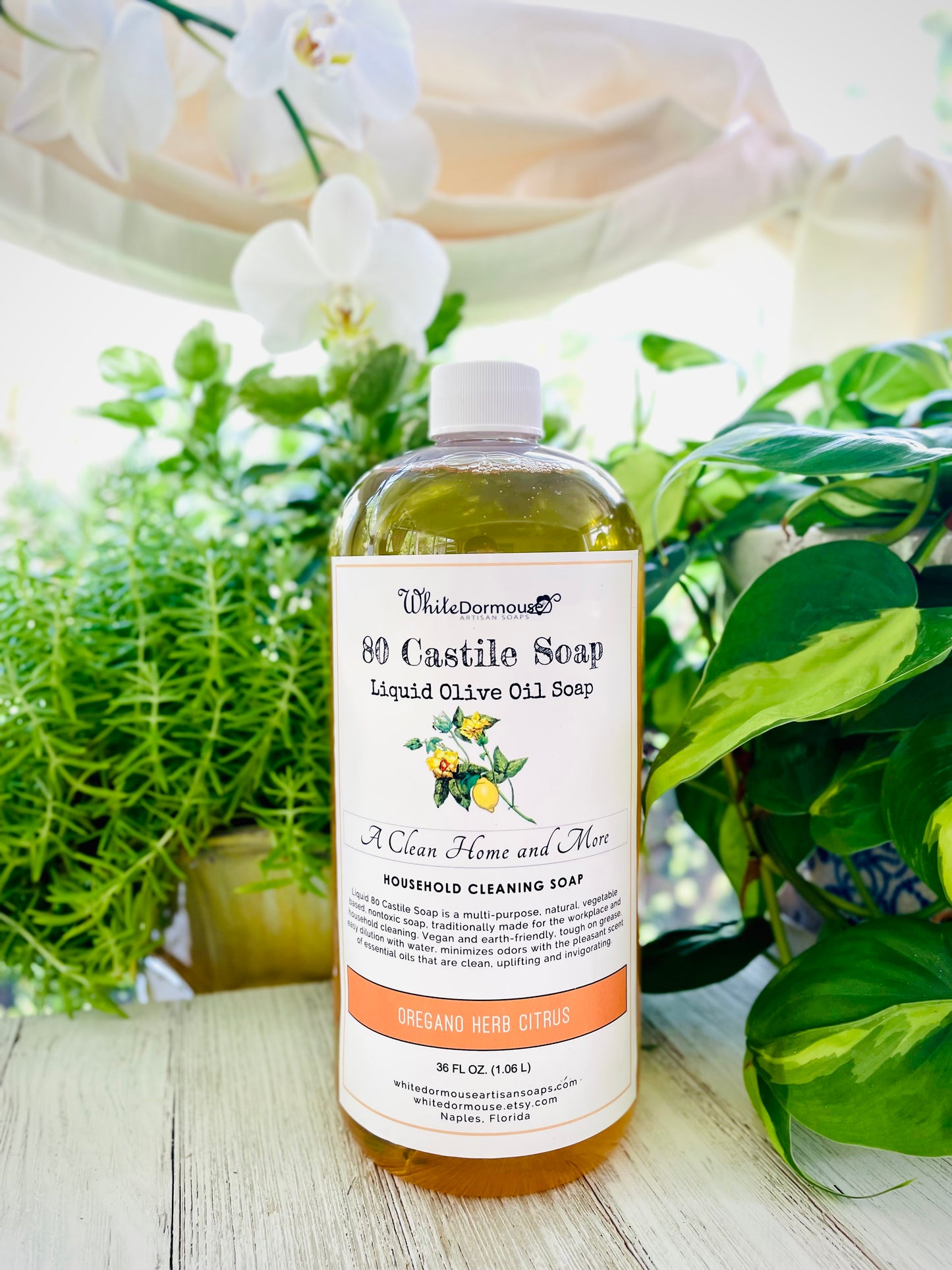 80 Castile Soap Liquid Olive Oil Soap Oregano Herb and Citrus