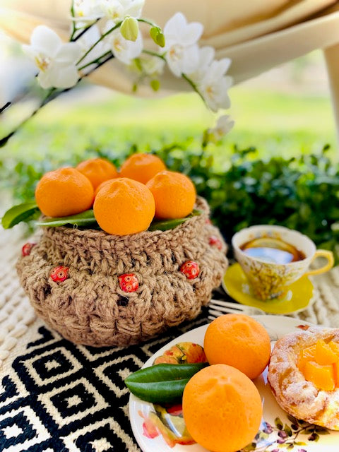 Crochet Tangerine Market Basket